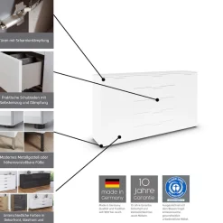 rauch Schubkastenkommode »Kommode Türkommode Sideboard Kombikommode FLIPP« Breite 120 cm mit 2 Einlegeböden,1-türig mit5 Schubladen und Soft-Close-Funktion