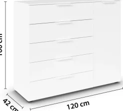 rauch Schubkastenkommode »Kommode Türkommode Sideboard Kombikommode FLIPP« Breite 120 cm mit 2 Einlegeböden,1-türig mit5 Schubladen und Soft-Close-Funktion