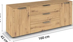 rauch Schubkastenkommode »Kommode Türkommode Sideboard Kombikommode FLIPP« Breite 160 cm mit 2 Einlegeböden,2-türig mit3 Schubladen und Soft-Close-Funktion