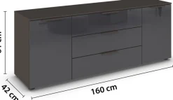 rauch Schubkastenkommode »Kommode Türkommode Sideboard Kombikommode FLIPP mit Glasfront« Breite 160 cm mit 2 Einlegeböden,2-türig mit 3 Schubladen und Soft-Close-Funktion sowie Glasfront
