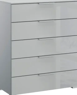 rauch Schubkastenkommode »Kommode Sideboard Wäscheschrank Schrank SKAT MERIDIAN« inkl. SOFT-CLOSE-FUNKTION,mit 5 Schubladen mit Glasfront in elegantem Design MADE IN GERMANY