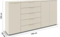 rauch Schubkastenkommode »Kommode Türkommode Sideboard Kombikommode FLIPP« Breite 200 cm mit 4 Einlegeböden,3-türig mit5 Schubladen und Soft-Close-Funktion
