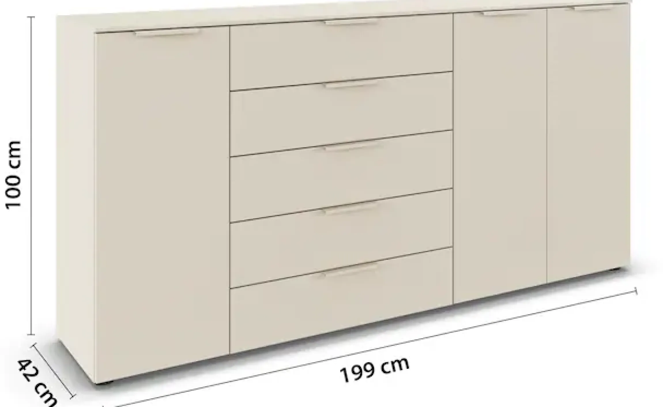 rauch Schubkastenkommode »Kommode Türkommode Sideboard Kombikommode FLIPP« Breite 200 cm mit 4 Einlegeböden,3-türig mit5 Schubladen und Soft-Close-Funktion