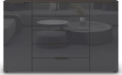 rauch Schubkastenkommode »Kommode Türkommode Sideboard Kombikommode FLIPP mit Glasfront« Breite 160/180 cm mit 4 Einlegeböden,2-trg mit 5 Schubladen und Soft-Close, 2 Breiten MADE IN GERMANY