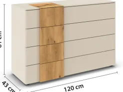 rauch Schubkastenkommode »Sideboard Kommode Schubladenkommode KONA« Breite 120 cm, Höhe 81 cm,Absetzung Asteiche massiv, inkl. SOFT-CLOSE-FUNKTION MADE IN GERMANY