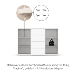 rauch Schubkastenkommode »Sideboard Kommode Kombikommode KOLUNA mit Dekorfront« Breite 120 cm mit moderner Dekorfront,vier große Schubladen, mit insgesamt 4 Einlegeböden MADE IN GERMANY