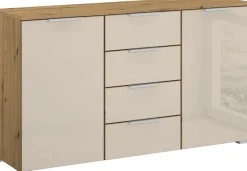 rauch Schubkastenkommode »Sideboard Kommode Kombikommode KOLUNA mit Glasfront« Breite 120 cm mit hochwertiger Glasfront,vier große Schubladen, mit insgesamt 4 Einlegeböden MADE IN GERMANY