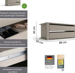 rauch Schubladeneinsatz »Schubladeneinsatz Zubehör Rauch-Kleiderschränke ORANGE« mit Selbsteinzug und Dämpfung,mit 2 Schubladen und Metallauszügen, Breite 88 cm, Tiefe 50 cm