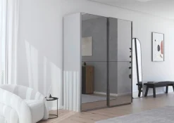 rauch Schwebetürenschrank »Kleiderschrank Schrank Garderobe Schlafzimmerschrank SCALE-DUO« edle zweigeteilte Türen Spiegelfront und 3 Zierleisten MADE IN GERMANY