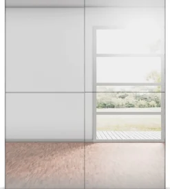 rauch Schwebetürenschrank »Kleiderschrank Schrank Garderobe Schlafzimmerschrank SCALE-DUO« edle zweigeteilte Türen Spiegelfront und 3 Zierleisten MADE IN GERMANY