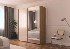 rauch Schwebetürenschrank »Kleiderschrank Schrank Garderobe Schlafzimmerschrank SCALE-DUO« edle zweigeteilte Türen Spiegel/Glas-Mix 3 Zierleisten MADE IN GERMANY