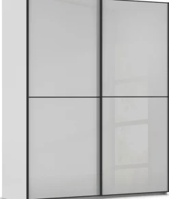 rauch Schwebetürenschrank »Kleiderschrank Schrank Garderobe Schlafzimmerschrank SCALE-DUO« edle zweigeteilte Türen Glas-Front mit 3 Zierleisten MADE IN GERMANY