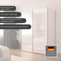rauch Schwebetürenschrank »Kleiderschrank Schrank Garderobe Schlafzimmerschrank SCALE-DUO« edle zweigeteilte Türen Glas-Front mit 3 Zierleisten MADE IN GERMANY