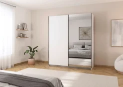 rauch Schwebetürenschrank »Kleiderschrank Schrank Ankleide Garderobe Schlafzimmerschrank MOITA« Breiten: 181/226/271 cm, Höhe 210 cm,mit Spiegel und Metallgriffleisten in Alu MADE IN GERMANY