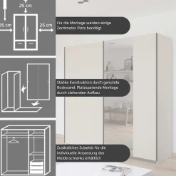 rauch Schwebetürenschrank »Kleiderschrank Drehtürenschrank Schrank Garderobe KRONACH« in 3 Ausstattungen BASIC/CLASSIC/PREMIUM, Breiten 131/175/218/261 cm,optional ohne, mit 1 oder 2 Spiegel, viel Stauraum MADE IN GERMANY
