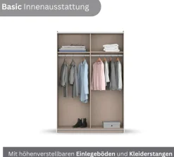 rauch Schwebetürenschrank »Kleiderschrank Drehtürenschrank Schrank Garderobe KRONACH« in 3 Ausstattungen BASIC/CLASSIC/PREMIUM, Breiten 131/175/218/261 cm,optional ohne, mit 1 oder 2 Spiegel, viel Stauraum MADE IN GERMANY