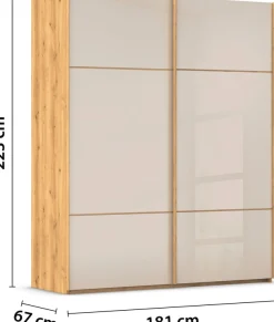 rauch Schwebetürenschrank »Kleiderschrank Schrank Garderobe Schlafzimmerschrank SCALE-TRIO« edle dreigeteilte Front mit 2 Zierleisten Glasfront MADE IN GERMANY