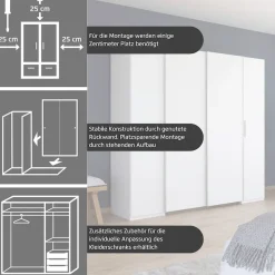 rauch Schwebetürenschrank »Kleiderschrank Drehtürenschrank Schrank Garderobe KRONACH« in 3 Ausstattungen BASIC/CLASSIC/PREMIUM, Breiten 225/268/311/354 cm,mit Dreh- und Schwebetüren und vielen Einlegeböden MADE IN GERMANY