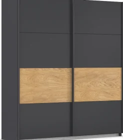 rauch Schwebetürenschrank »Kleiderschrank Schrank Garderobe Schlafzimmerschrank MALVA« Bauchbinde abgesetzt in gebürstetem Eiche Furnier MADE IN GERMANY