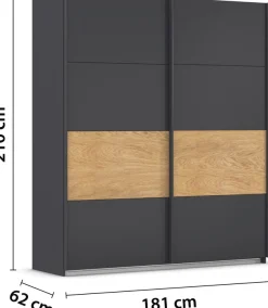 rauch Schwebetürenschrank »Kleiderschrank Schrank Garderobe Schlafzimmerschrank MALVA« Bauchbinde abgesetzt in gebürstetem Eiche Furnier MADE IN GERMANY