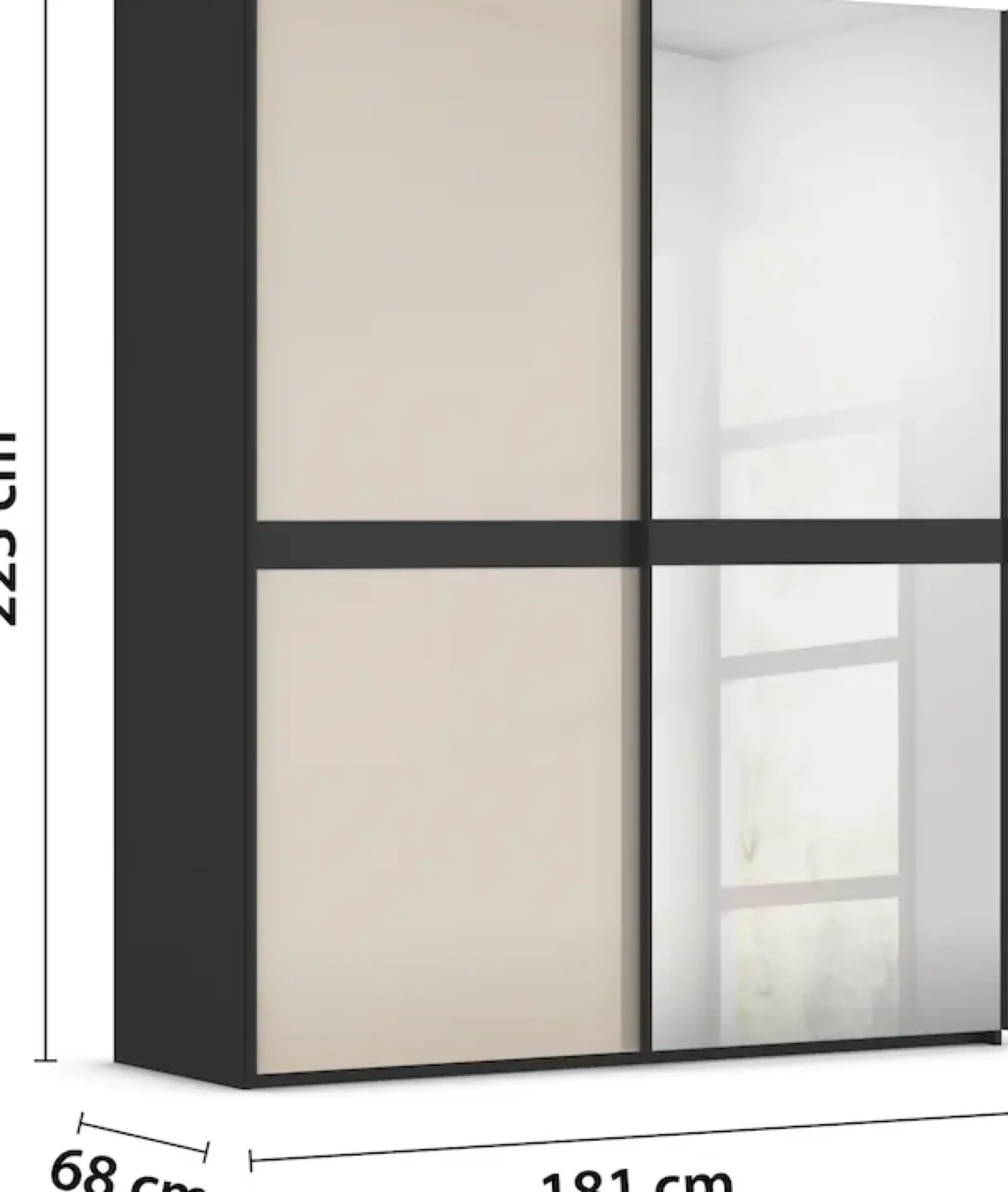 rauch Schwebetürenschrank »Kleiderschrank Schrank Garderobe Schlafzimmerschrank SCALE-LINE« edle Optik mit Bauchbinde mit Glas/Spiegel-Front MADE IN GERMANY