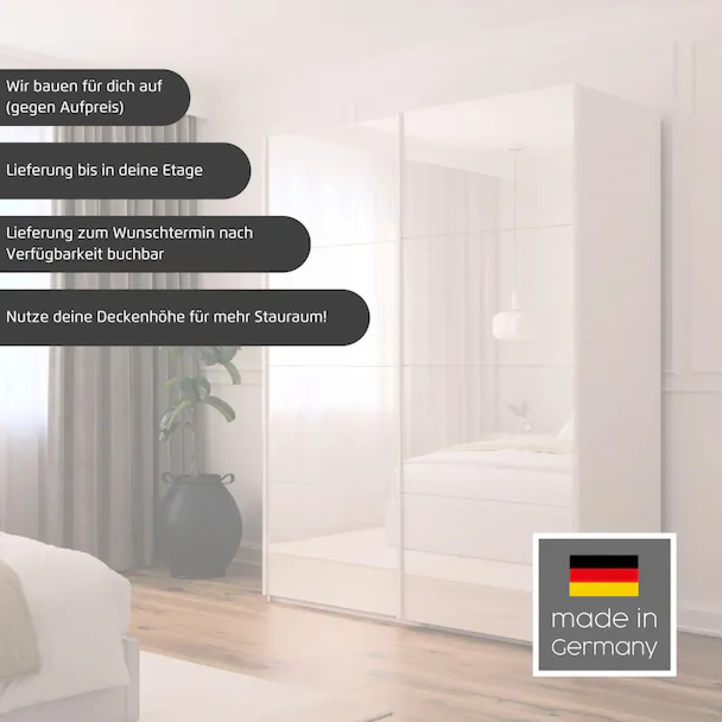 rauch Schwebetürenschrank »Kleiderschrank Schrank Garderobe Schlafzimmerschrank SCALE-FYRA« edle viergeteilte Türen, Spiegelfront und viele Farben MADE IN GERMANY
