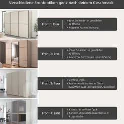 rauch Schwebetürenschrank »Kleiderschrank Schrank Garderobe Schlafzimmerschrank SCALE-TRIO« edle dreigeteilte Front mit 2 Zierleisten und Spiegel MADE IN GERMANY