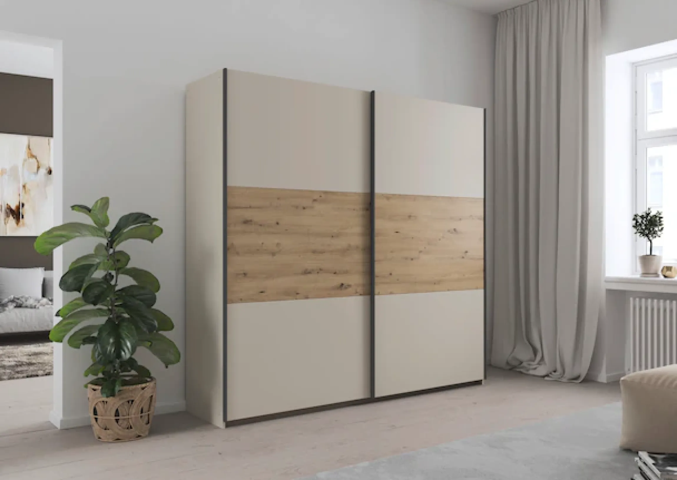 rauch Schwebetürenschrank »Kleiderschrank Schrank Garderobe Schlafzimmerschrank SAJO« in 2 Breiten (218, 261 cm) optional mit Spiegel MADE IN GERMANY