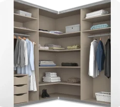 rauch Schwebetürenschrank »Kleiderschrank Garderobe Eckkleiderschrank QUADRA mit edler Glasfront« Maß 181x187 cm, Höhen 210/229 cm, inkl. Soft-Close-Funktion,extra großer Eckschrank inkl. Schubladeneinsatz MADE IN GERMANY