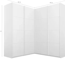rauch Schwebetürenschrank »Kleiderschrank Garderobe Eckkleiderschrank QUADRA mit edler Glasfront« Maß 181x187 cm, Höhen 210/229 cm, inkl. Soft-Close-Funktion,extra großer Eckschrank inkl. Schubladeneinsatz MADE IN GERMANY