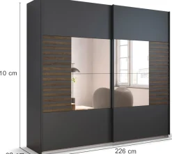 rauch Schwebetürenschrank »Kleiderschrank Schrank Garderobe Schlafzimmerschrank BAREA« Front- Auflage in moderner Lamellen-Optik und Spiegel MADE IN GERMANY