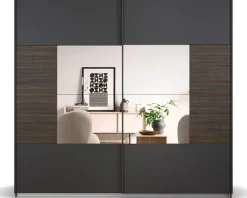 rauch Schwebetürenschrank »Kleiderschrank Schrank Garderobe Schlafzimmerschrank BAREA« Front- Auflage in moderner Lamellen-Optik und Spiegel MADE IN GERMANY