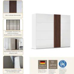 rauch Schwebetürenschrank »Kleiderschrank Schrank Garderobe Wäscheschrank TEGIO« mit hochwertigen Holzdekoraufleistung und Glasfront MADE IN GERMANY