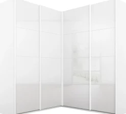 rauch Schwebetürenschrank »Kleiderschrank Garderobe Eckkleiderschrank QUADRA mit edler Glasfront« Maß 181x187 cm, Höhen 210/229 cm, inkl. Soft-Close-Funktion,extra großer Eckschrank inkl. Schubladeneinsatz MADE IN GERMANY