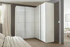 rauch Schwebetürenschrank »Kleiderschrank Garderobe Eckkleiderschrank QUADRA mit edler Glasfront« Maß 181x187 cm, Höhen 210/229 cm, inkl. Soft-Close-Funktion,extra großer Eckschrank inkl. Schubladeneinsatz MADE IN GERMANY