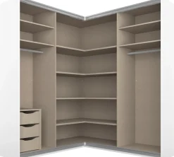 rauch Schwebetürenschrank »Kleiderschrank Garderobe Eckkleiderschrank QUADRA mit edler Glasfront« Maß 181x187 cm, Höhen 210/229 cm, inkl. Soft-Close-Funktion,extra großer Eckschrank inkl. Schubladeneinsatz MADE IN GERMANY