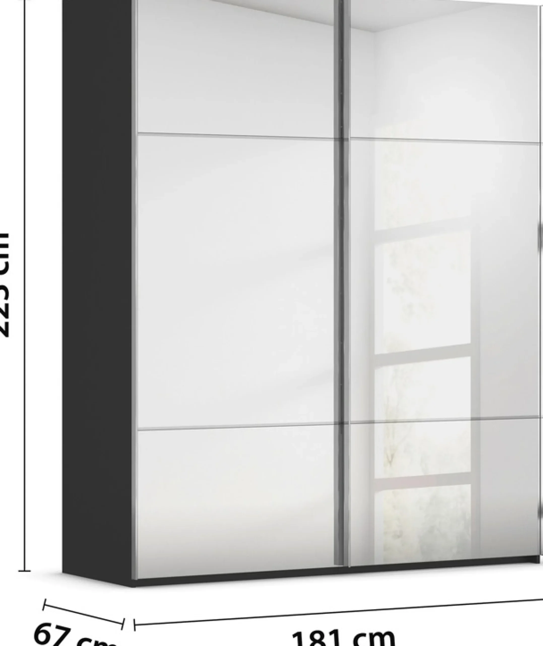 rauch Schwebetürenschrank »Kleiderschrank Schrank Garderobe Schlafzimmerschrank SCALE-TRIO« edle dreigeteilte Front mit 2 Zierleisten Spiegelfront MADE IN GERMANY