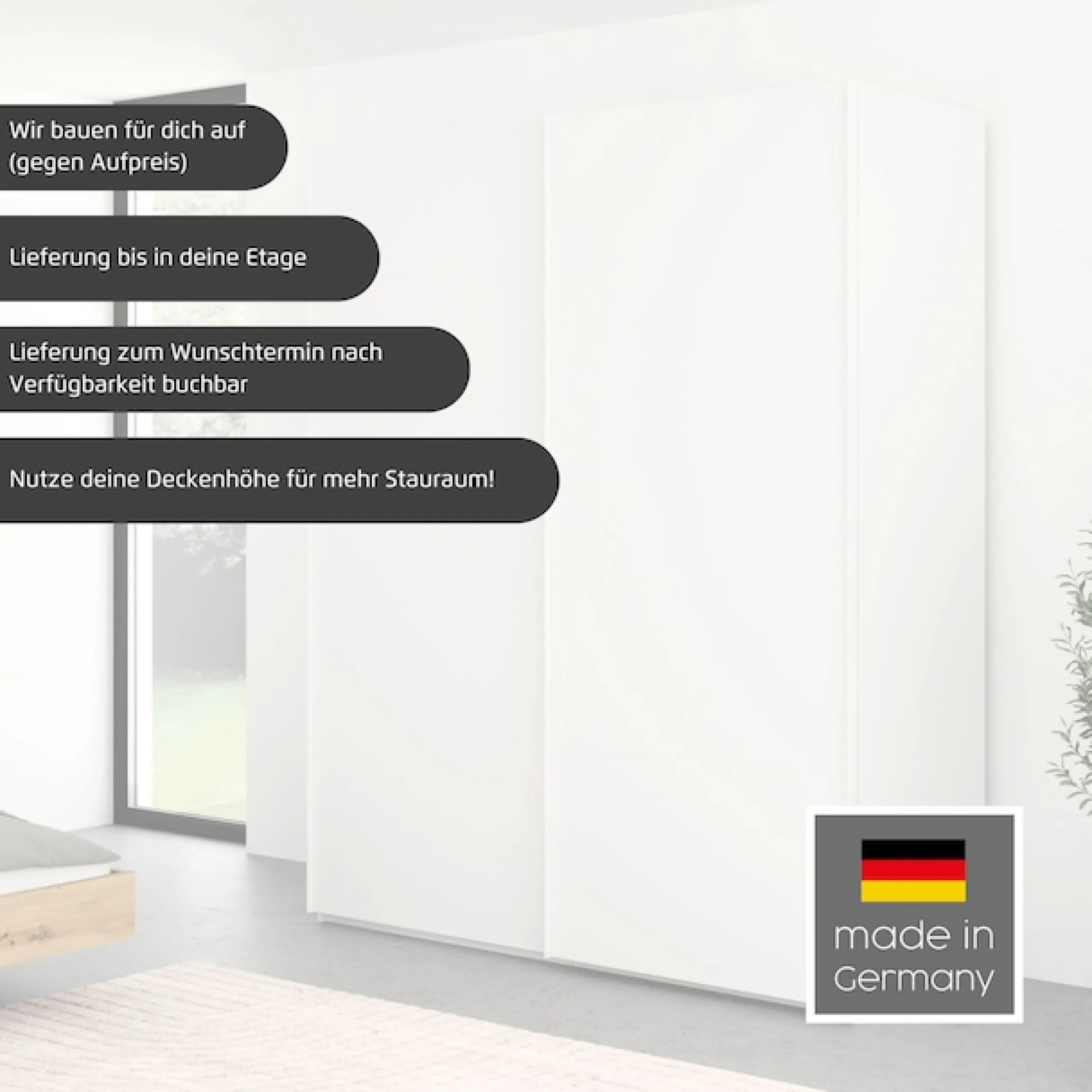 rauch Schwebetürenschrank »Kleiderschrank Schrank Garderobe Schlafzimmerschrank SCALE-TRIO« edle dreigeteilte Front mit 2 Zierleisten Spiegelfront MADE IN GERMANY