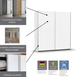 rauch Schwebetürenschrank »Kleiderschrank Schrank Garderobe Wäscheschrank SATURN« 3 verschiedene Ausstattungen BASIC/CLASSIC/PREMIUM (inkl. SOFT-CLOSE),zeitlose Farbkombinationen, B/H/T: 175/191/59 cm MADE IN GERMANY
