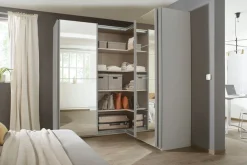 rauch Schwebetürenschrank »Schrank Garderobe Eckkleiderschrank QUADRA Front in Dekor/Hochglanz« Maß 181x187 cm, Höhen 210/229 cm, inkl. Soft-Close-Funktion,extra großer Eckschrank inkl. Schubladeneinsatz MADE IN GERMANY