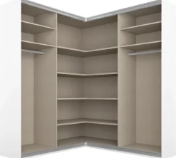 rauch Schwebetürenschrank »Schrank Garderobe Eckkleiderschrank QUADRA Front in Dekor/Hochglanz« in den Höhen 210/229 cm, inkl. Soft-Close-Funktion,großer Eckschrank mit viel Stauraum, Maß 181x187 cm MADE IN GERMANY