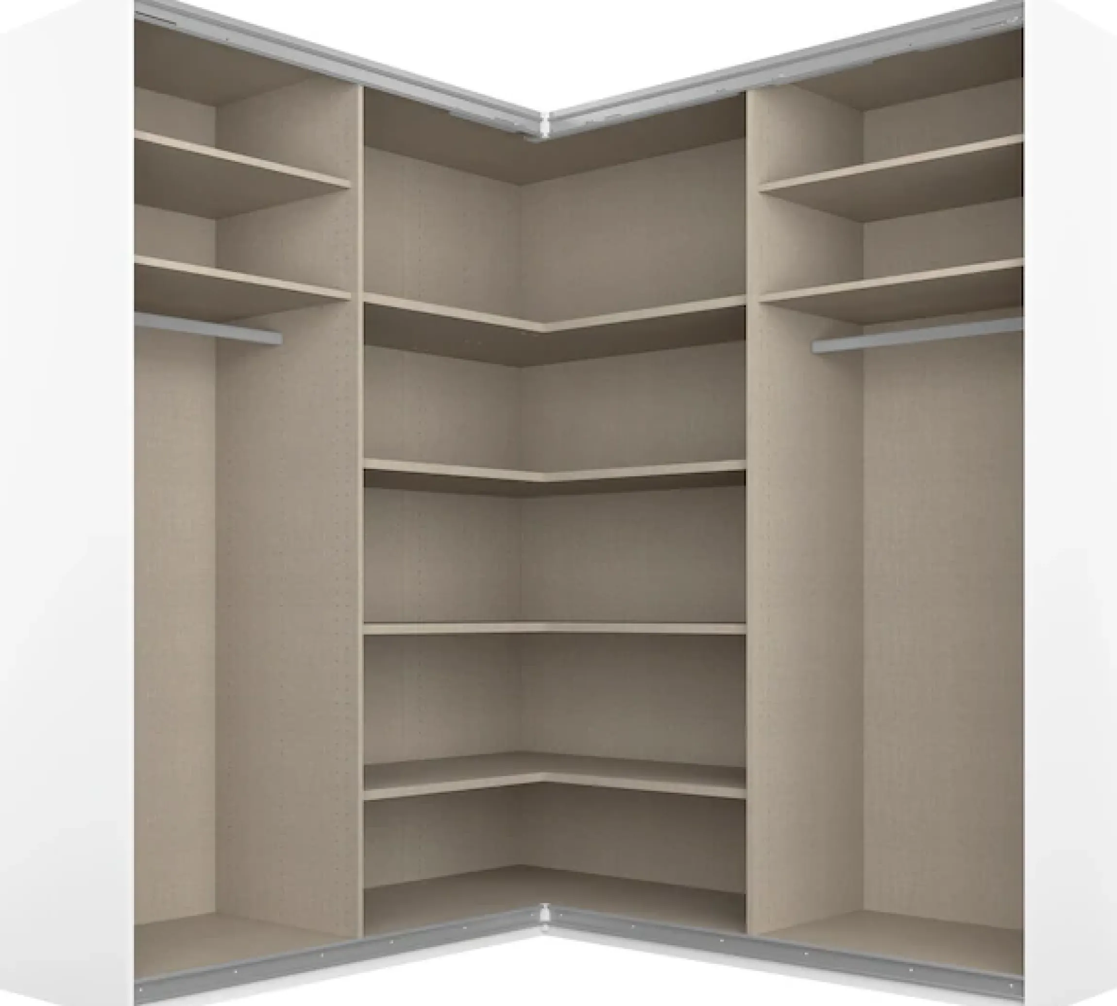 rauch Schwebetürenschrank »Schrank Garderobe Eckkleiderschrank QUADRA Front in Dekor/Hochglanz« in den Höhen 210/229 cm, inkl. Soft-Close-Funktion,großer Eckschrank mit viel Stauraum, Maß 181x187 cm MADE IN GERMANY