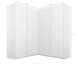 rauch Schwebetürenschrank »Schrank Garderobe Eckkleiderschrank QUADRA Front in Dekor/Hochglanz« in den Höhen 210/229 cm, inkl. Soft-Close-Funktion,großer Eckschrank mit viel Stauraum, Maß 181x187 cm MADE IN GERMANY