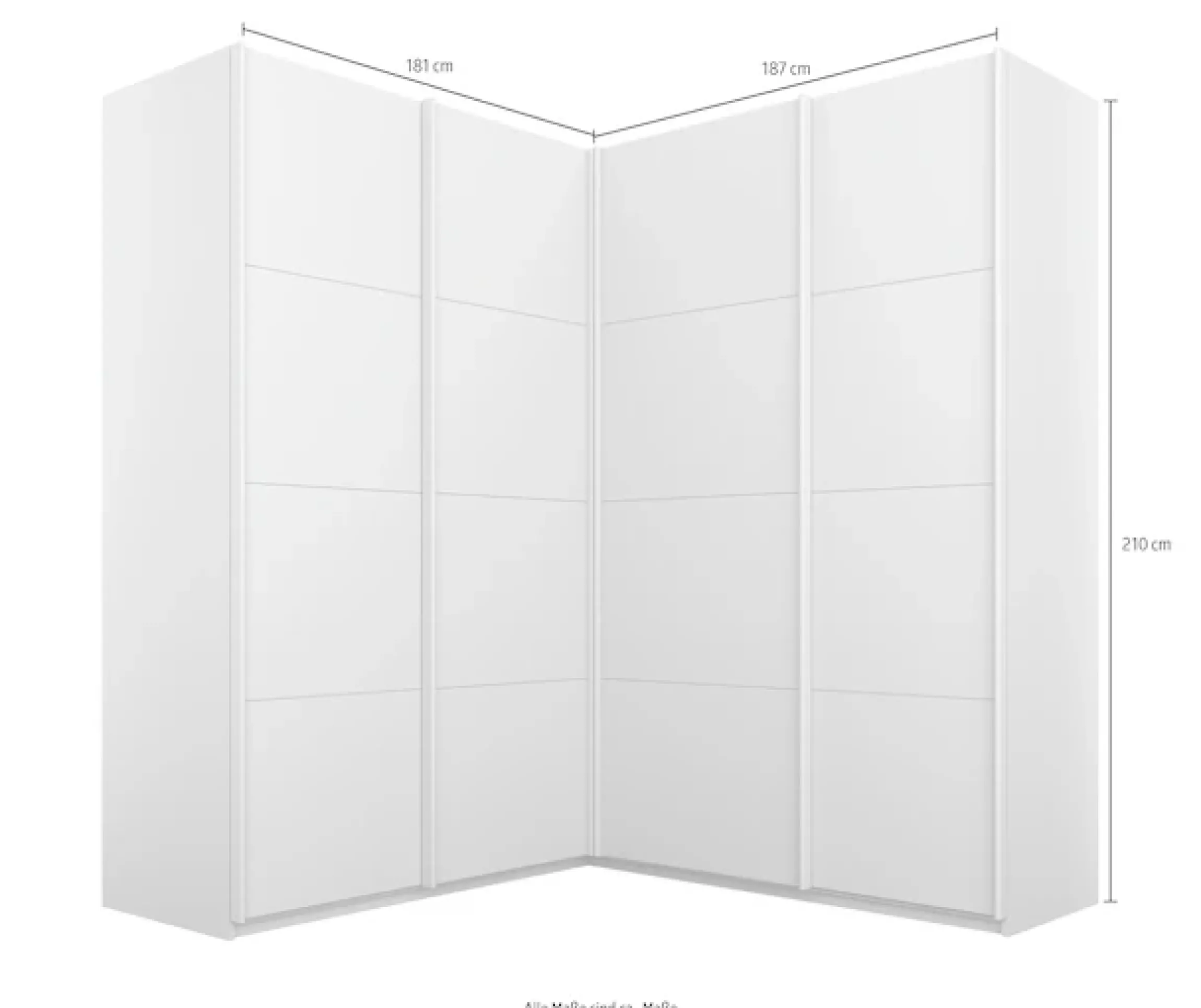 rauch Schwebetürenschrank »Schrank Garderobe Eckkleiderschrank QUADRA Front in Dekor/Hochglanz« in den Höhen 210/229 cm, inkl. Soft-Close-Funktion,großer Eckschrank mit viel Stauraum, Maß 181x187 cm MADE IN GERMANY