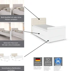 rauch Stauraumbett »Bett Einzelbett Stollenbett Bettkästen EVELYN« in Komforthöhe mit Holzkopfteil sowie Schubladen MADE IN GERMANY