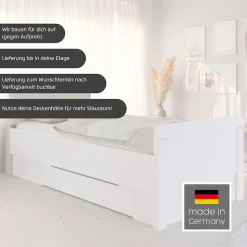 rauch Stauraumbett »Bett Einzelbett Stollenbett Bettkästen EVELYN« in Komforthöhe mit Polsterkopfteil sowie Schubladen MADE IN GERMANY