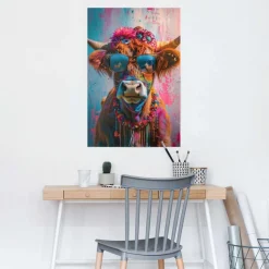 Reinders! Poster »Festival Cow« Teenager Zimmer - Blumen - Mehrfarbig - 150 gr. Papier - 61x91,5 cm