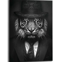 Reinders! Poster »Tiger Man« Hobbyraum - Hut - Kostüm - Schwarz-Weiß - MDF - Tiere - 50x70 cm