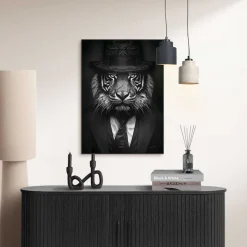 Reinders! Poster »Tiger Man« Hobbyraum - Hut - Kostüm - Schwarz-Weiß - MDF - Tiere - 50x70 cm