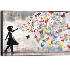 Reinders! Wandbild »Butterfly Girl« Kinderzimmer - Mehrfarbig - MDF - Street Art - 90x60 cm